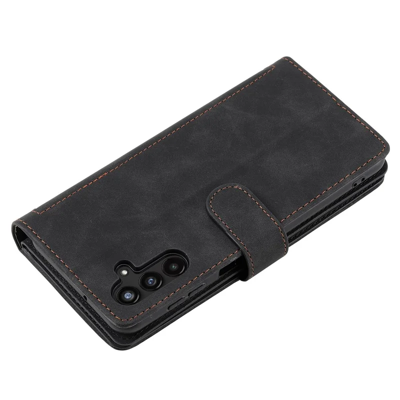For Samsung Galaxy A35 5G PU Leather Case Wristlet Zipper 9 Card Holder Phone Cover - Black