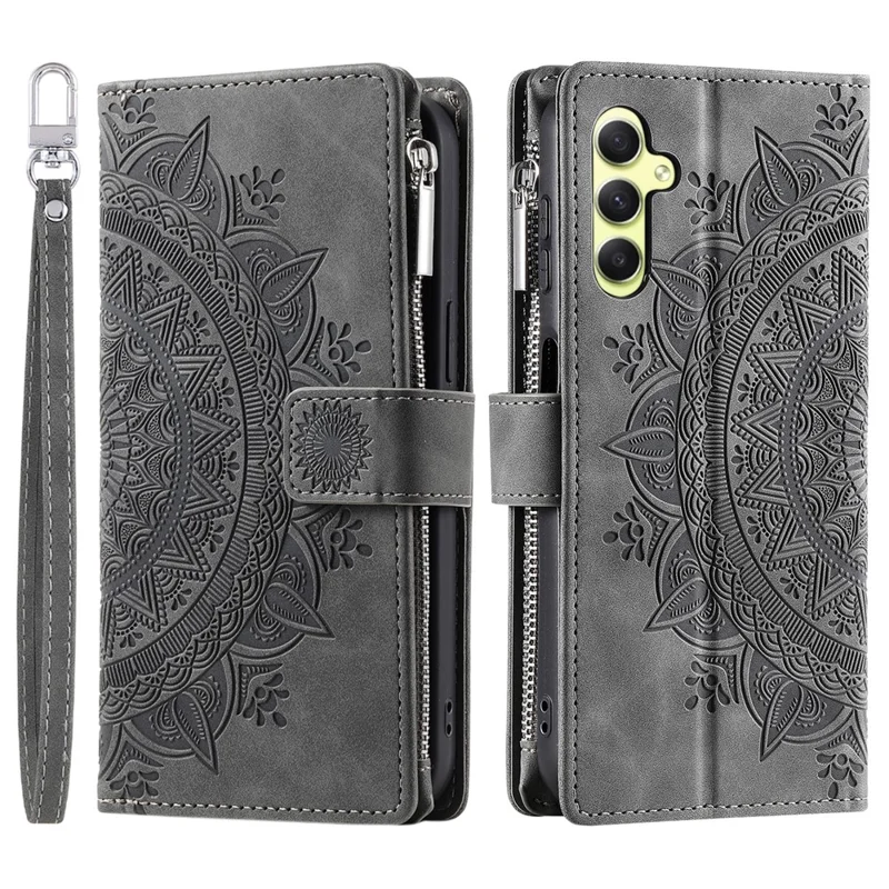 For Samsung Galaxy A35 5G Phone Case Wallet with Card Holder Leather Cover - Grey