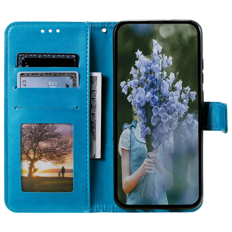 Para Samsung Galaxy A35 5G Capa de Carteira Mandala Pattern Flower PU Leather Phone Cover - Azul
