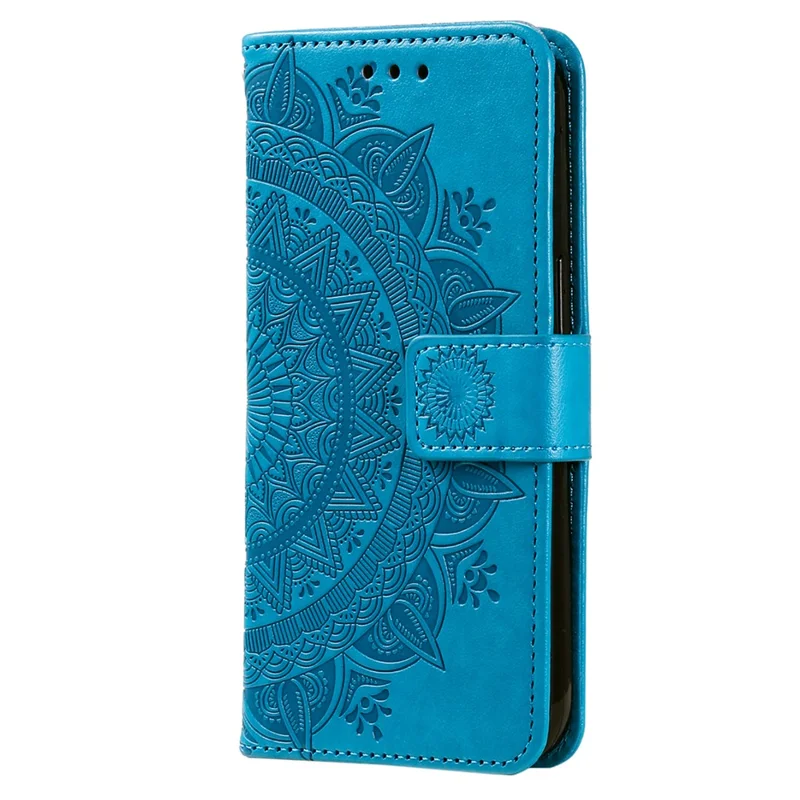 Para Samsung Galaxy A35 5G Capa de Carteira Mandala Pattern Flower PU Leather Phone Cover - Azul