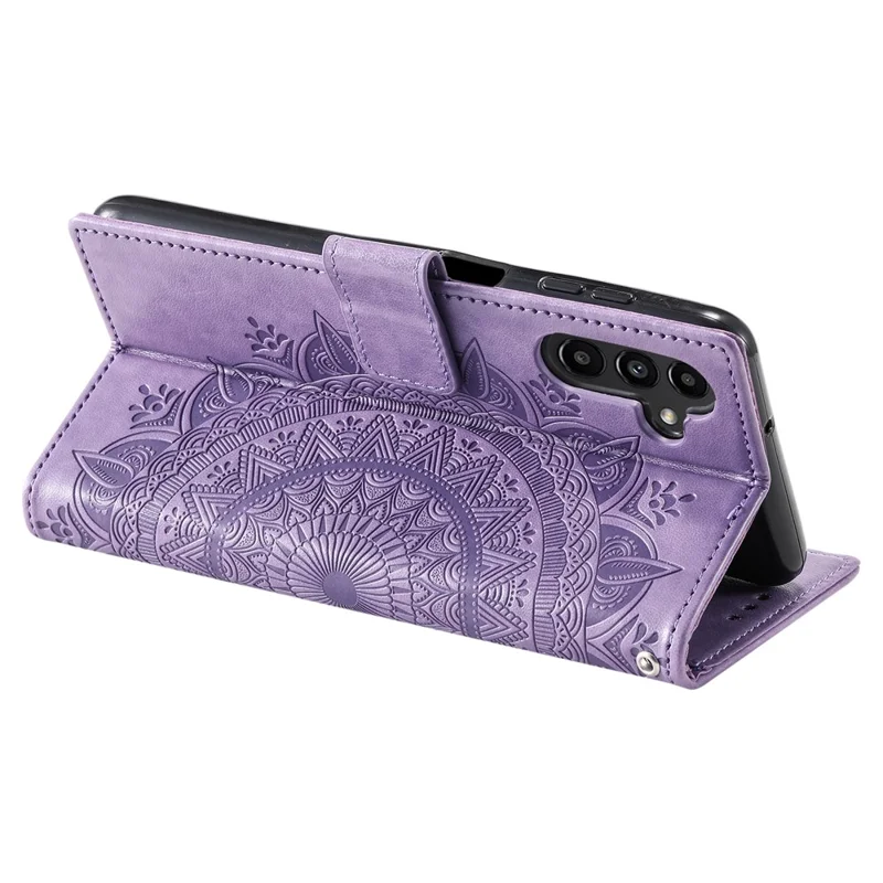 For Samsung Galaxy A35 5G Wallet Case Mandala Pattern Flower PU Leather Phone Cover - Purple
