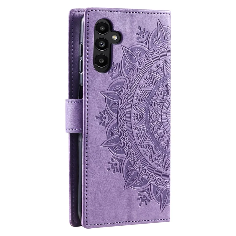 For Samsung Galaxy A35 5G Wallet Case Mandala Pattern Flower PU Leather Phone Cover - Purple