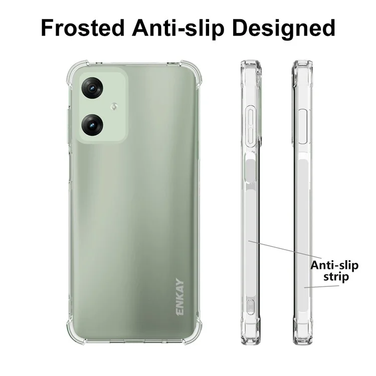 ENKAY HAT PRINCE For Motorola Moto G Play (2024) 4G Case Anti-slip Strip Edge Clear TPU Phone Cover