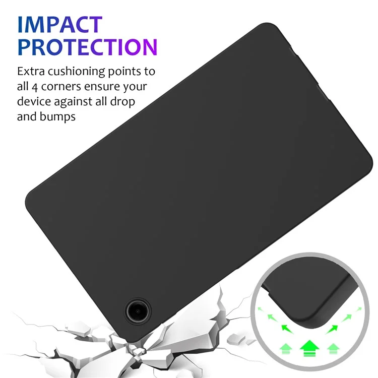 Étui en silicone liquide pour Samsung Galaxy Tab A9 avec doublure en microfibre - Noir