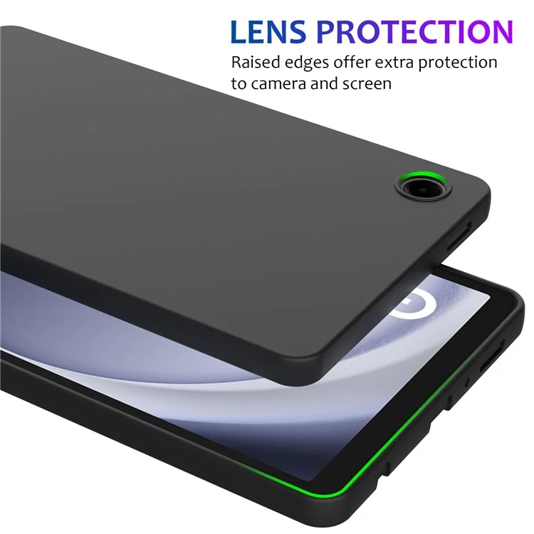 Étui en silicone liquide pour Samsung Galaxy Tab A9 avec doublure en microfibre - Noir