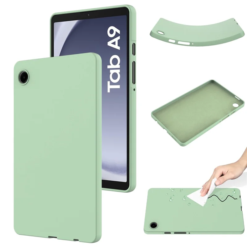 For Samsung Galaxy Tab A11 / A9 Cover Liquid Silicone Case with Microfiber Lining - Green