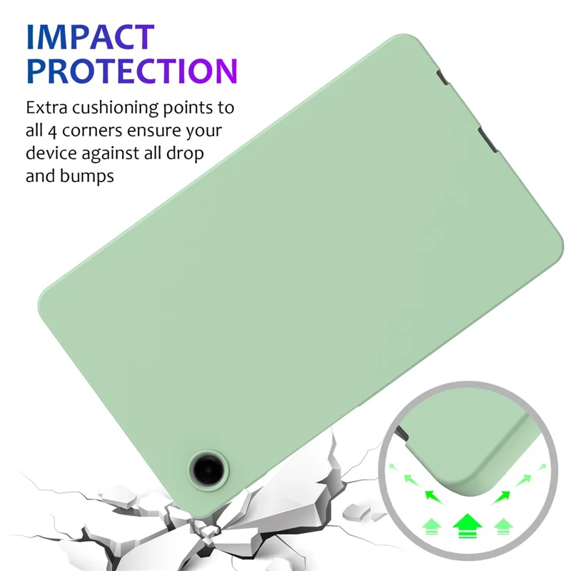 For Samsung Galaxy Tab A11 / A9 Cover Liquid Silicone Case with Microfiber Lining - Green
