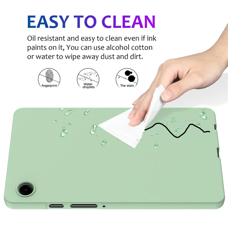 For Samsung Galaxy Tab A11 / A9 Cover Liquid Silicone Case with Microfiber Lining - Green