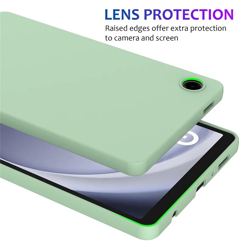 For Samsung Galaxy Tab A11 / A9 Cover Liquid Silicone Case with Microfiber Lining - Green