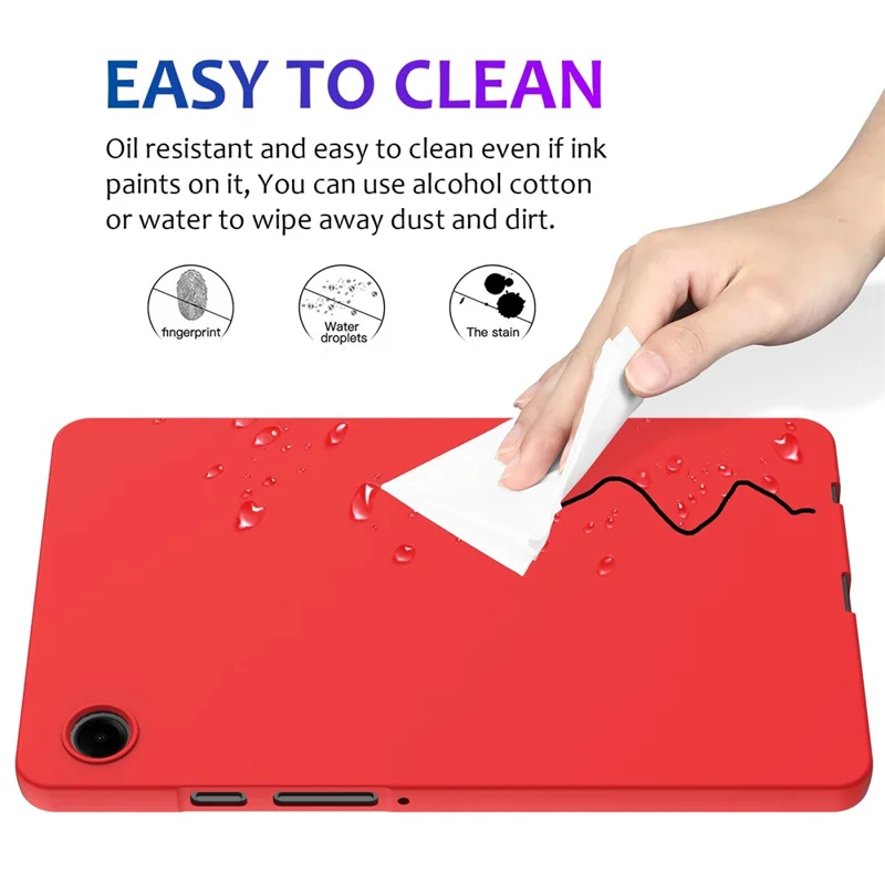 Pour Samsung Galaxy Tab A9 Housse Silicone Liquide avec Doublure en Microfibre - Rouge