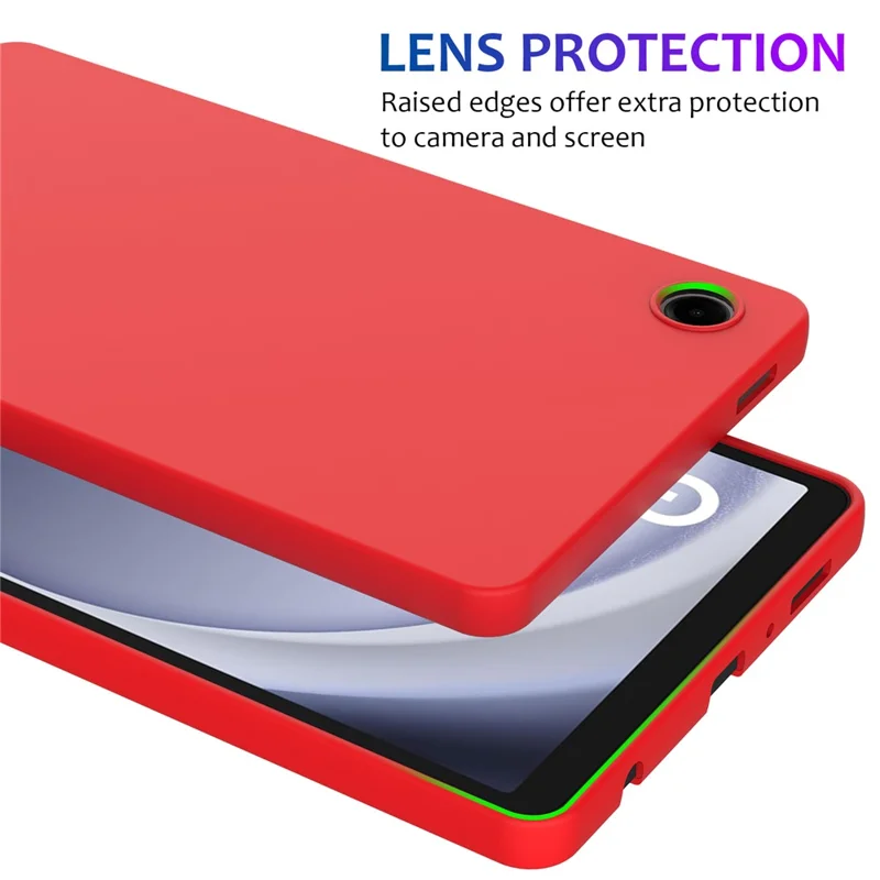 Pour Samsung Galaxy Tab A9 Housse Silicone Liquide avec Doublure en Microfibre - Rouge