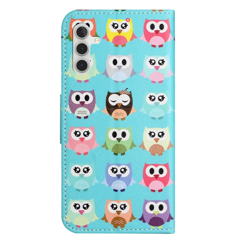 For Samsung Galaxy A55 5G Magnetic Phone Case Pattern Design Folio Leather Cover - Owls