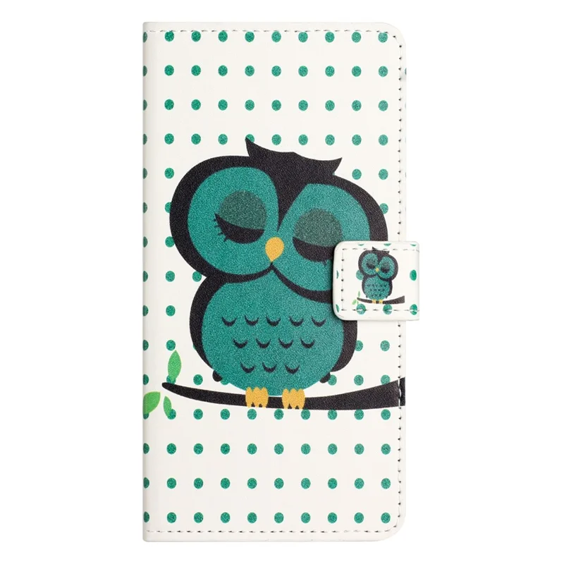 For Samsung Galaxy A55 5G Printed Protective Case Leather Phone Stand Cover - Dots  /  Owl