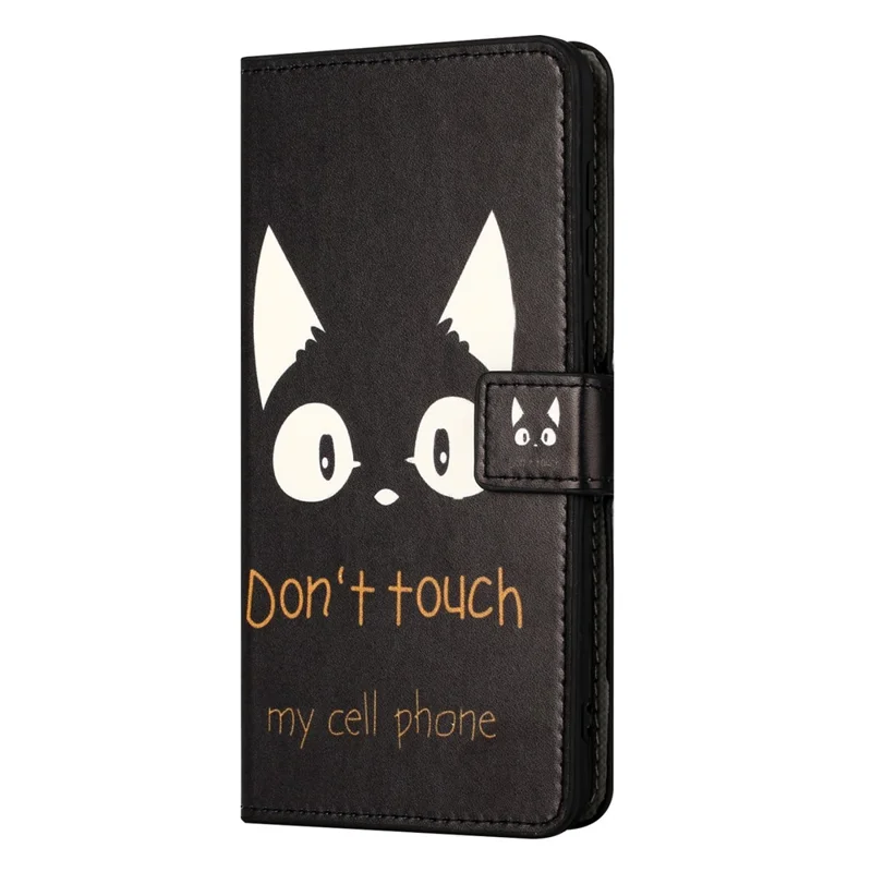 For Samsung Galaxy A55 5G Printed Protective Case Leather Phone Stand Cover - Don't Touch My Cell Phone