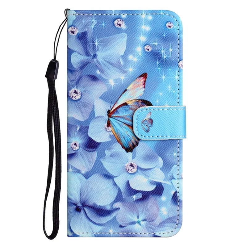 Para Samsung Galaxy A55 5G Protective Case 3D Crosshatch Capa de Carteira de Couro PU - Flor e Borboleta