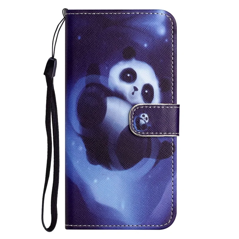 For Samsung Galaxy A55 5G Protective Case 3D Crosshatch PU Leather Wallet Cover -  Panda