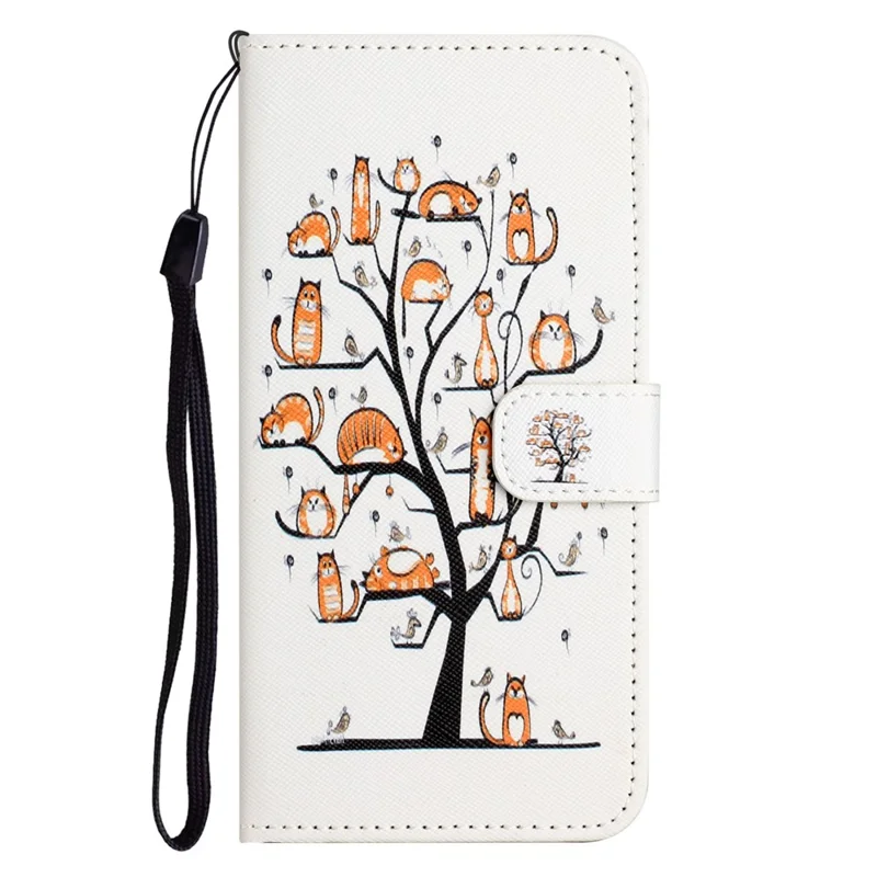 For Samsung Galaxy A55 5G Protective Case 3D Crosshatch PU Leather Wallet Cover - Cat and Tree