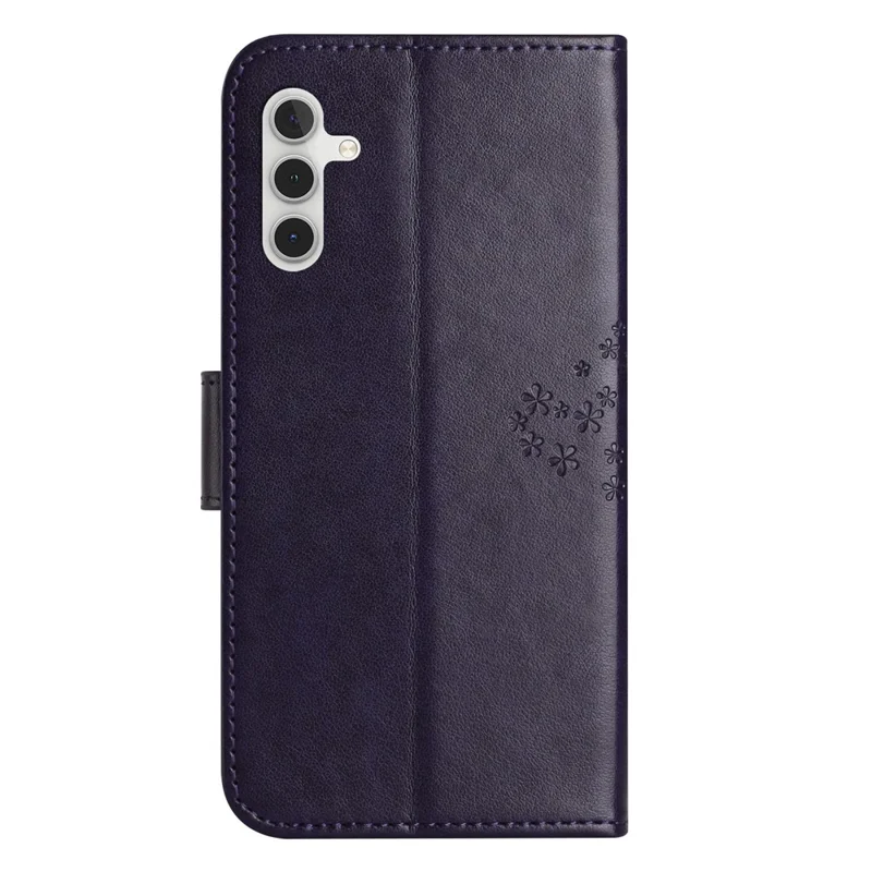For Samsung Galaxy A55 5G Case Imprint Tree Owl Pattern Leather Phone Cover - Dark Purple