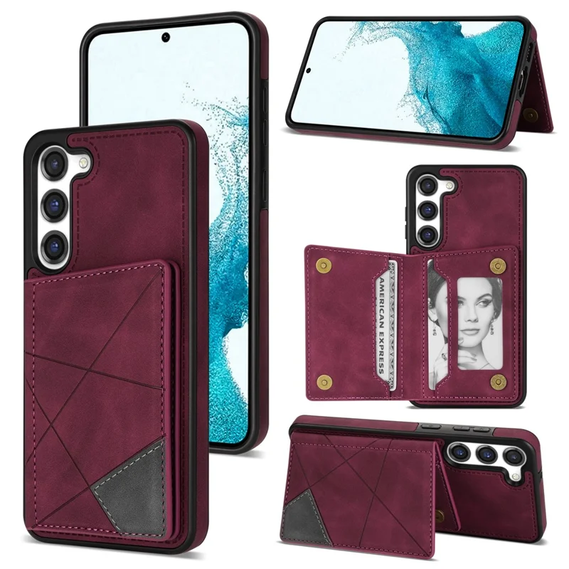 For Samsung Galaxy S24+ Case PU Leather+TPU Card Slots Phone Cover - Wine Red