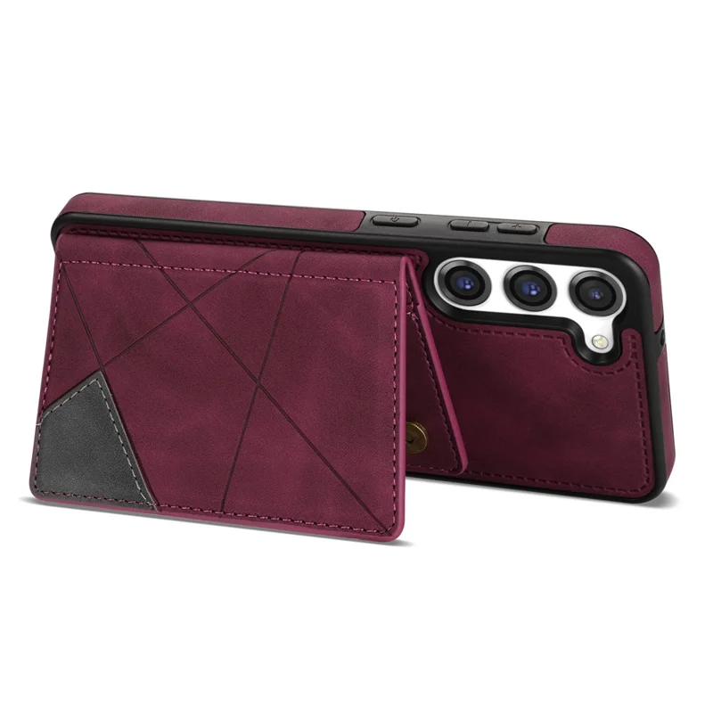 For Samsung Galaxy S24+ Case PU Leather+TPU Card Slots Phone Cover - Wine Red