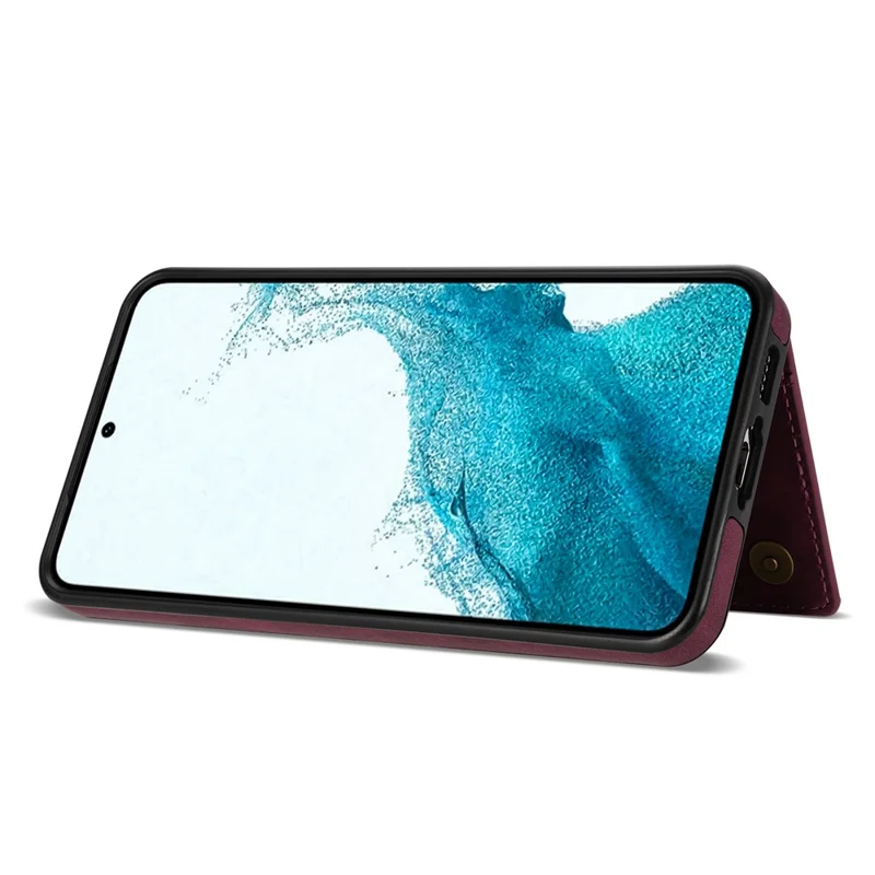 For Samsung Galaxy S24+ Case PU Leather+TPU Card Slots Phone Cover - Wine Red