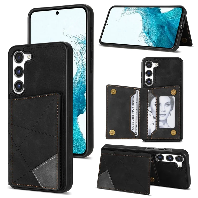 For Samsung Galaxy S24+ Case PU Leather+TPU Card Slots Phone Cover - Black