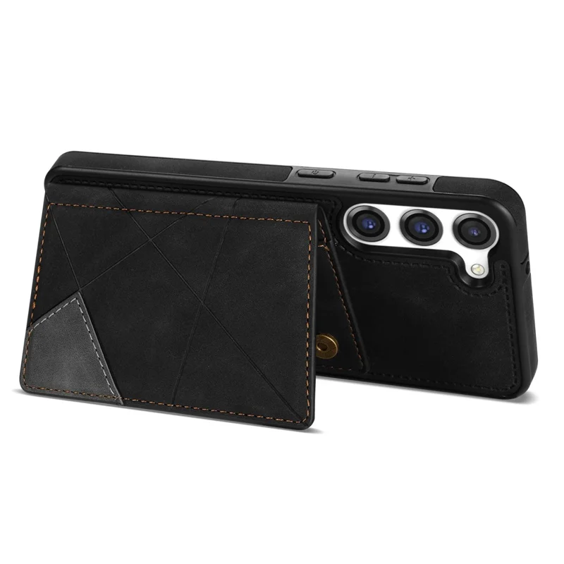 For Samsung Galaxy S24+ Case PU Leather+TPU Card Slots Phone Cover - Black