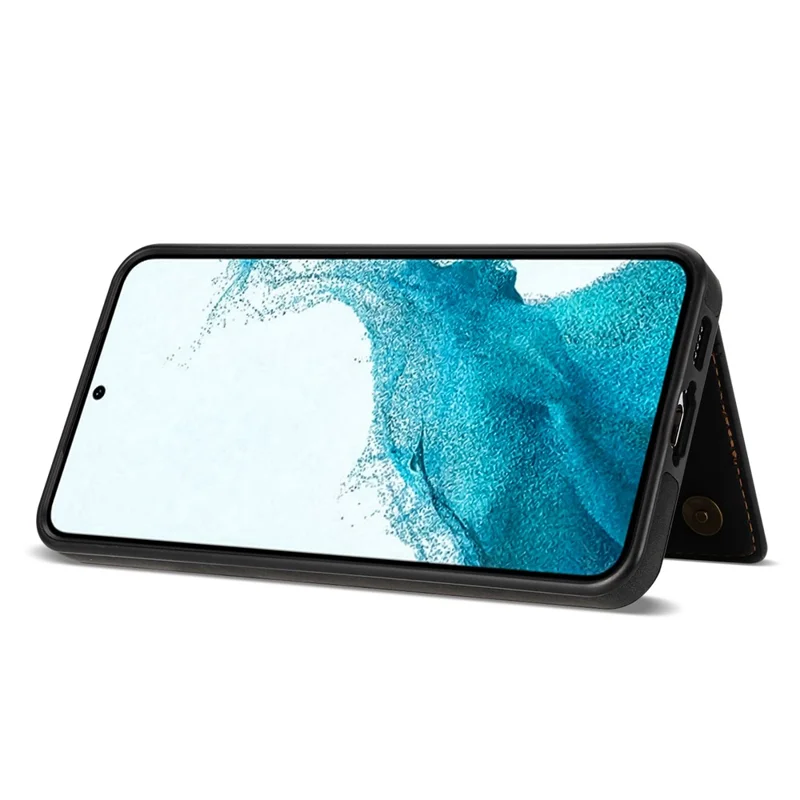 For Samsung Galaxy S24+ Case PU Leather+TPU Card Slots Phone Cover - Black
