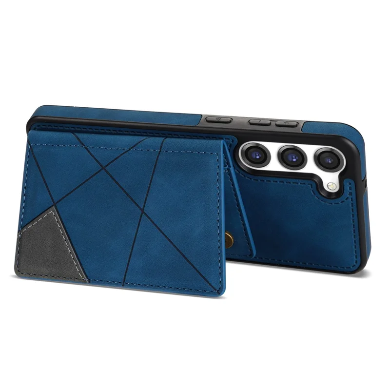 Für Samsung Galaxy S24 Case Line Splicing Imprinted Leather Phone Cover - Blau