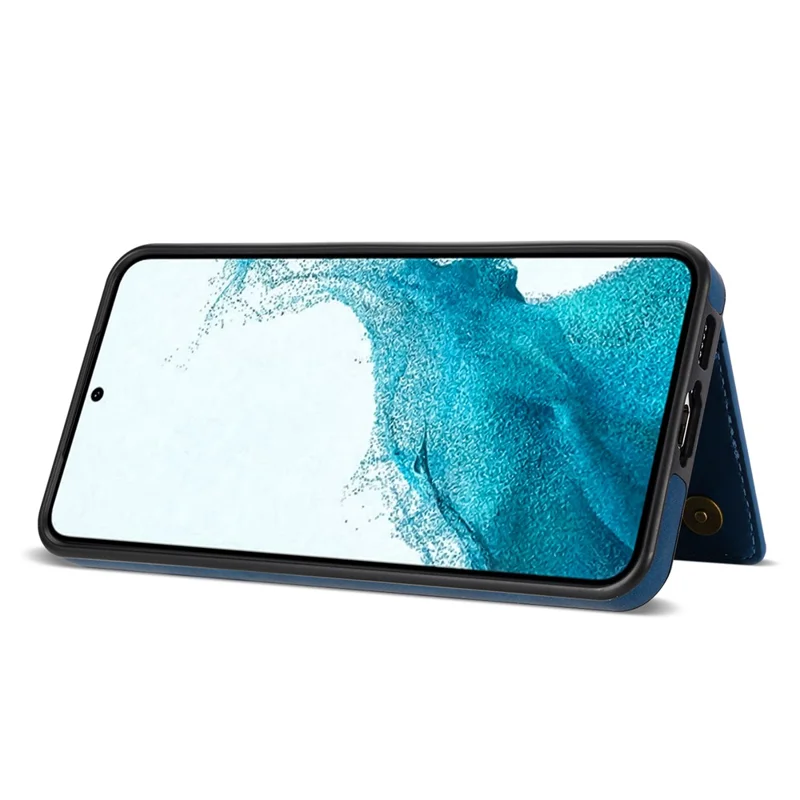 Für Samsung Galaxy S24 Case Line Splicing Imprinted Leather Phone Cover - Blau