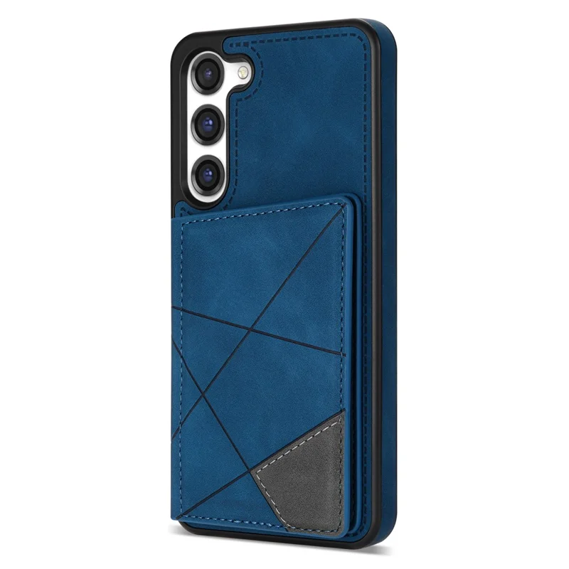 Für Samsung Galaxy S24 Case Line Splicing Imprinted Leather Phone Cover - Blau