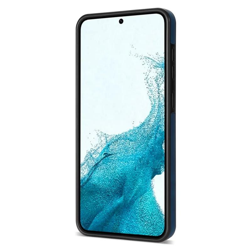 Für Samsung Galaxy S24 Case Line Splicing Imprinted Leather Phone Cover - Blau