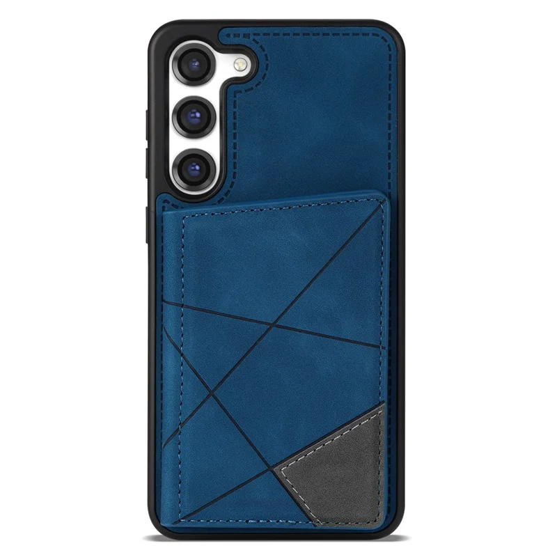Für Samsung Galaxy S24 Case Line Splicing Imprinted Leather Phone Cover - Blau
