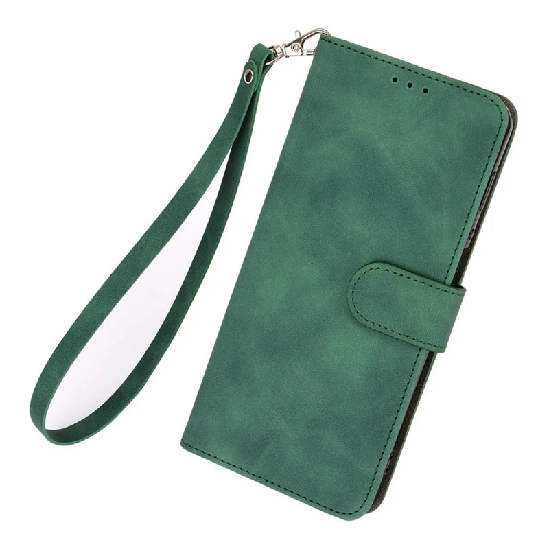 For Honor 90 Skin-Feel Flip Leather Case with Lanyard - Green