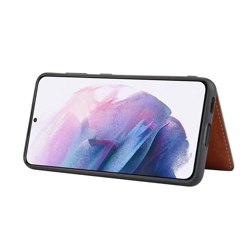 Cell Phone Case for Samsung Galaxy S24+ , Calf Texture Card Holder PU Leather+TPU Cover - Red