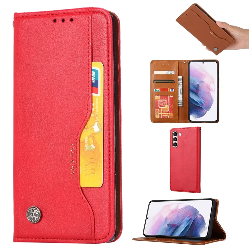 Magnetische sluiting flip stand lederen portemonnee hoesje voor Samsung Galaxy S24+ - Rood