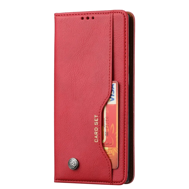 For Samsung Galaxy S24 Ultra Cell Phone Case Magnetic Closing PU Leather Stand Cover - Red