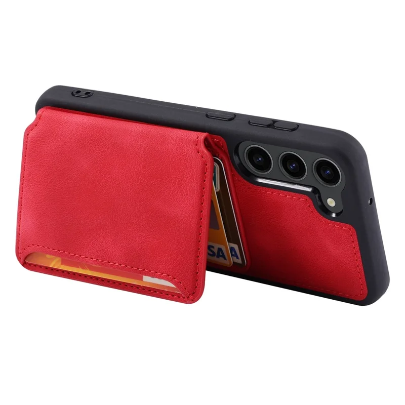Per Samsung Galaxy S24 Case RFID Blocking Leather Anti-Shock Kickstand Phone Cover - Rosso