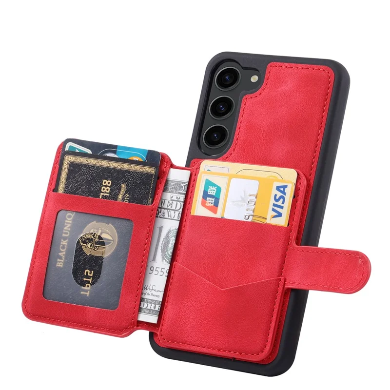 Per Samsung Galaxy S24 Case RFID Blocking Leather Anti-Shock Kickstand Phone Cover - Rosso