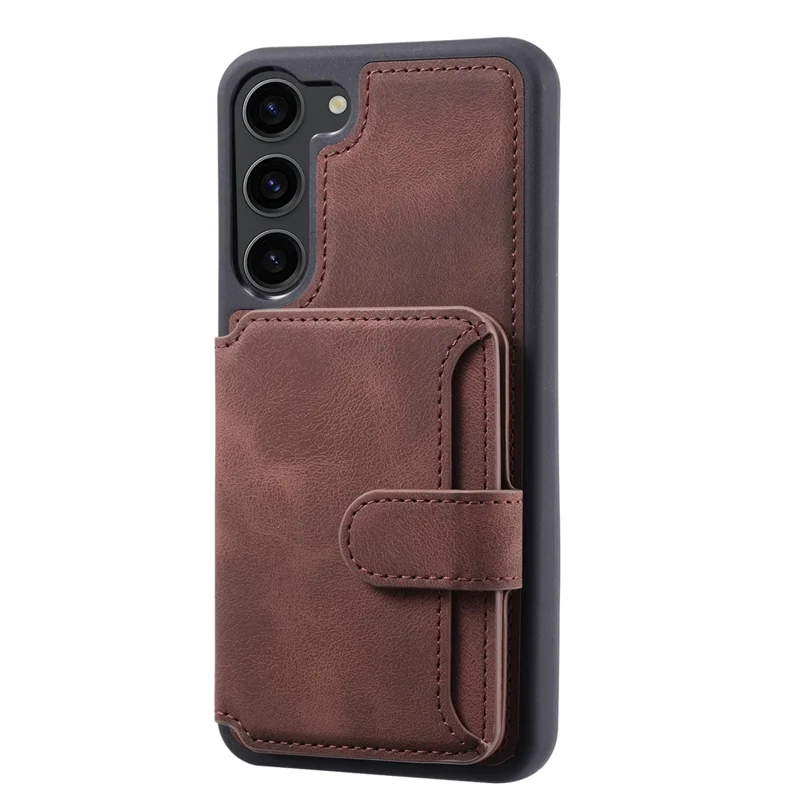 Funda para Samsung Galaxy S24 Funda de cuero con bloqueo RFID a prueba de golpes con soporte - Café