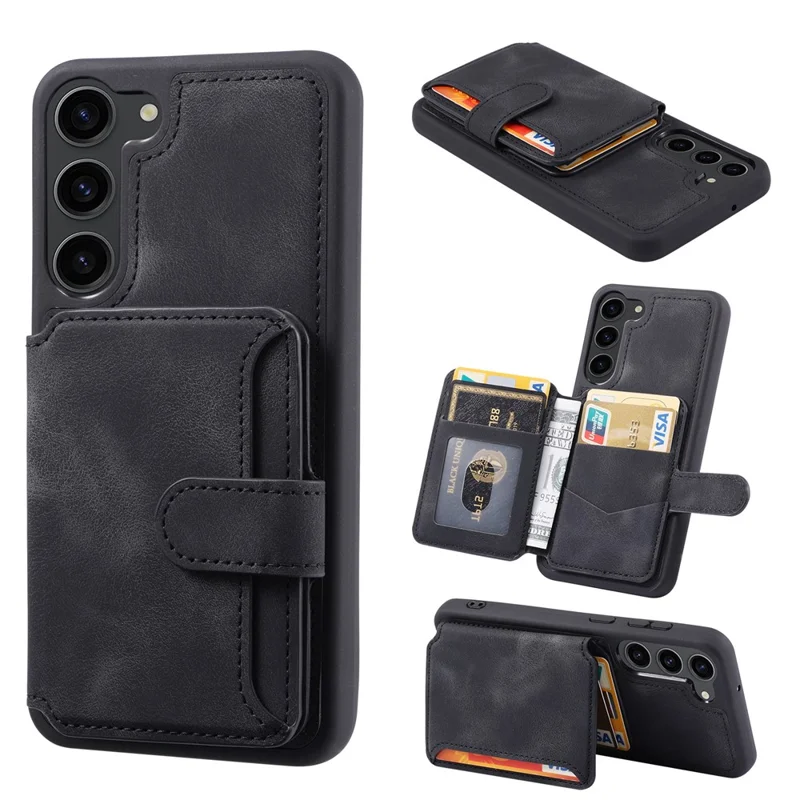 For Samsung Galaxy S24 Case RFID Blocking Leather Anti-Shock Kickstand Phone Cover - Black