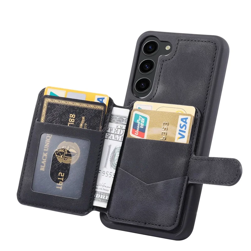 For Samsung Galaxy S24 Case RFID Blocking Leather Anti-Shock Kickstand Phone Cover - Black