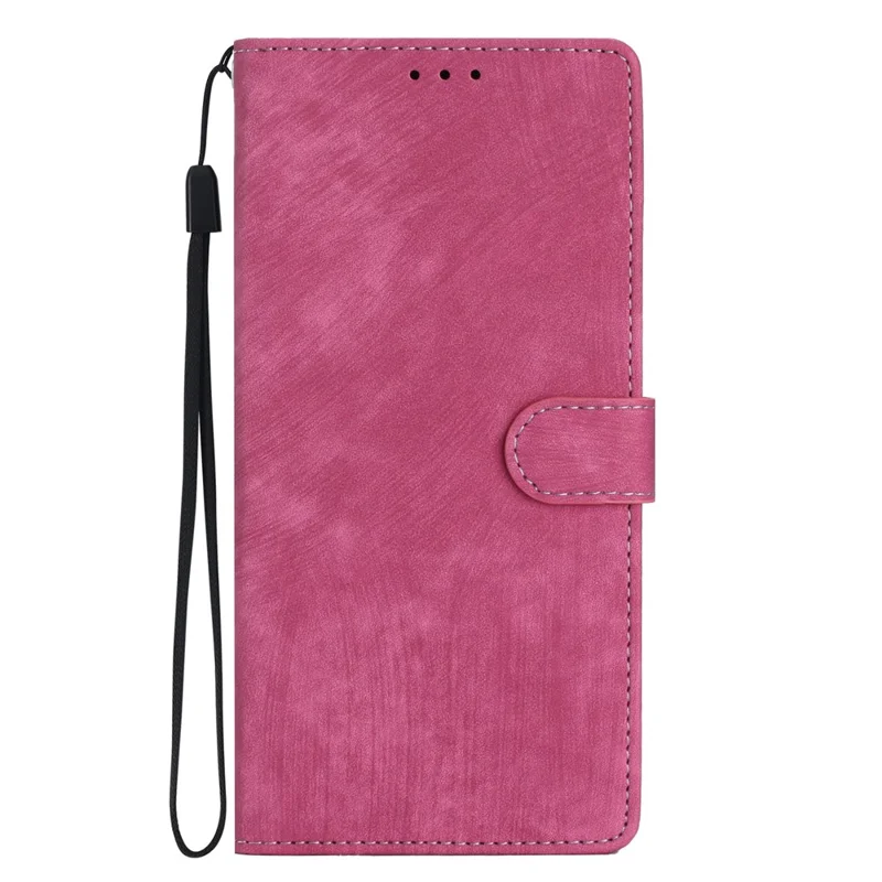 For TCL 40 SE Case with Wrist Strap Skin-touch Wallet Leather Phone Cover - Rose