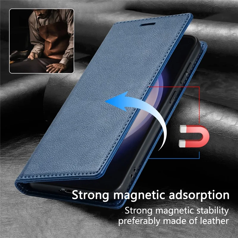 BKS-001 Para Xiaomi Redmi 12 4G / 12 5G (Global) / Poco M6 Pro 5G Capa Magnética de Couro Flip - Azul