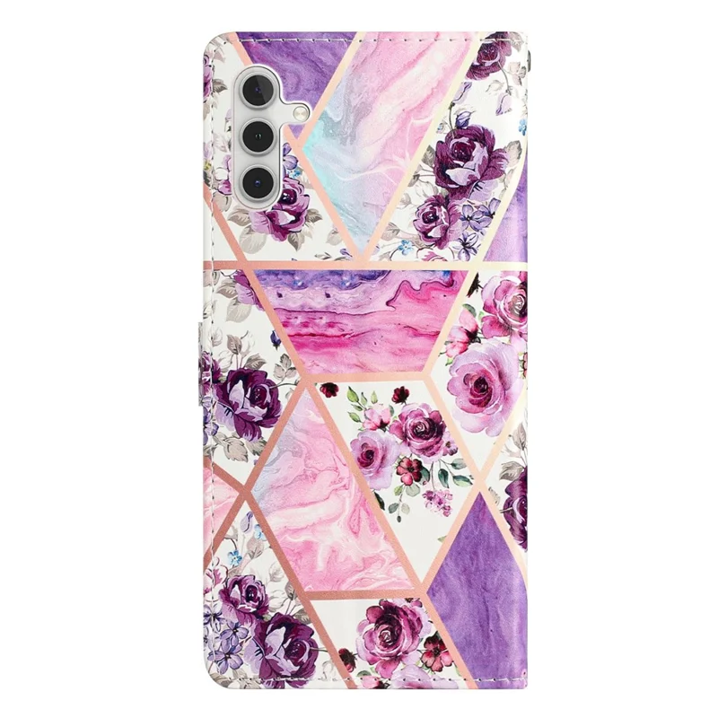 For Samsung Galaxy A55 5G Stylish Printing Leather Case with Card Slots - Purple Flowers