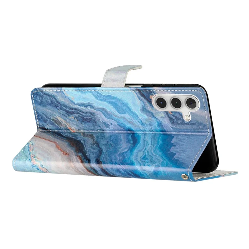 For Samsung Galaxy A55 5G Stylish Printing Leather Case with Card Slots - Blue Marble
