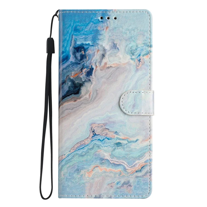 For Samsung Galaxy A55 5G Stylish Printing Leather Case with Card Slots - Blue Marble