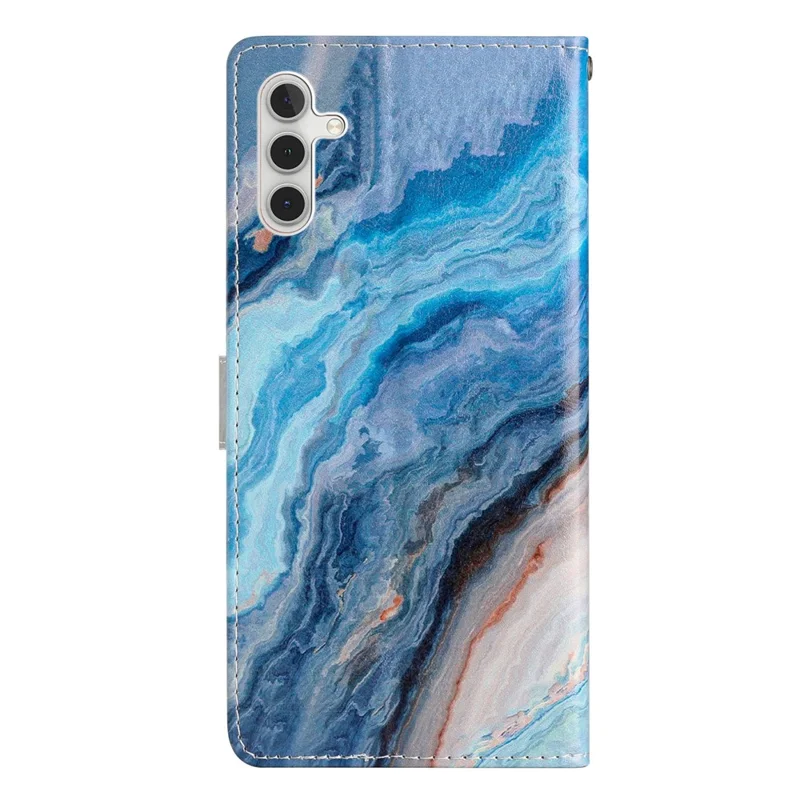For Samsung Galaxy A55 5G Stylish Printing Leather Case with Card Slots - Blue Marble