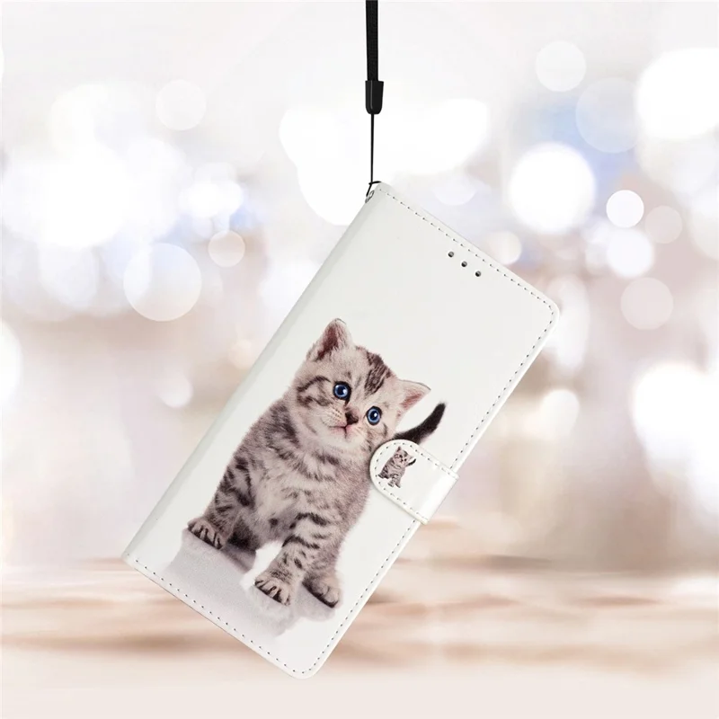 For Xiaomi Redmi 13C 4G / Poco C65 4G Leather Case with Card Pocket - Cute Cat