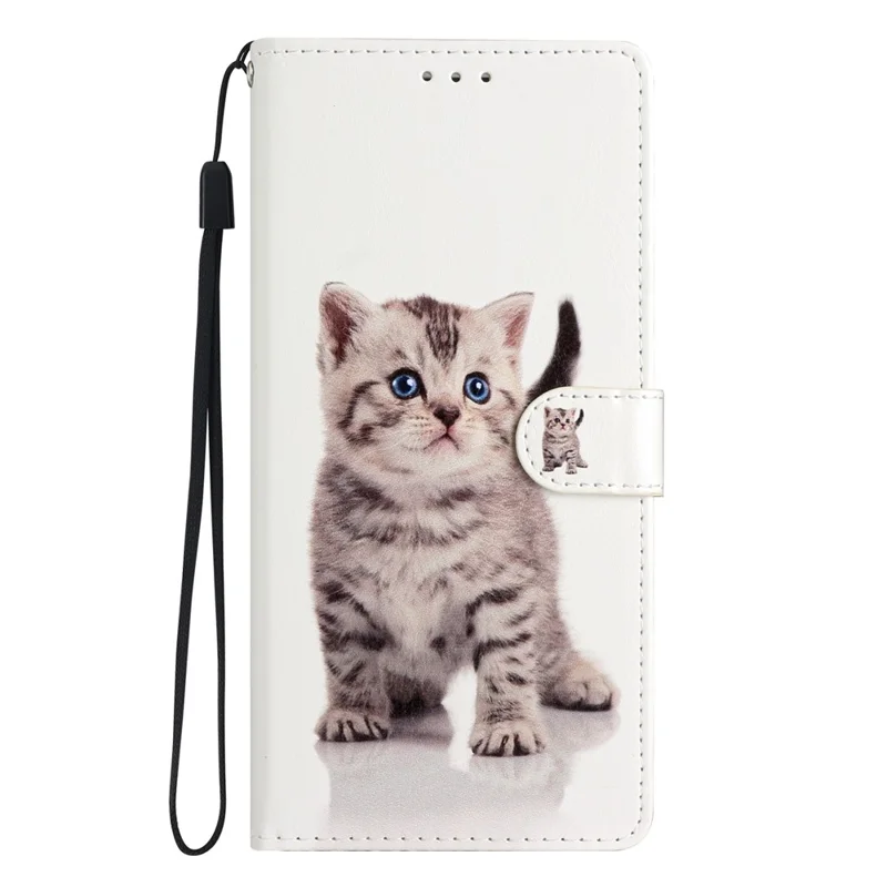 For Xiaomi Redmi 13C 4G / Poco C65 4G Leather Case with Card Pocket - Cute Cat